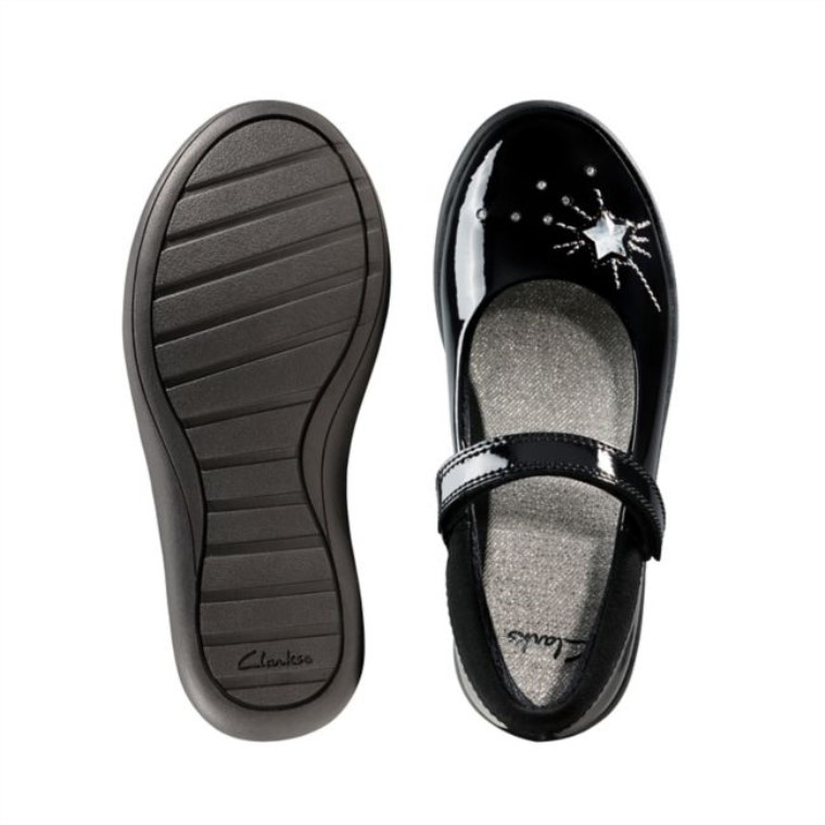 Charol Negro Clarks Etch Chispa Niño Charol Negro