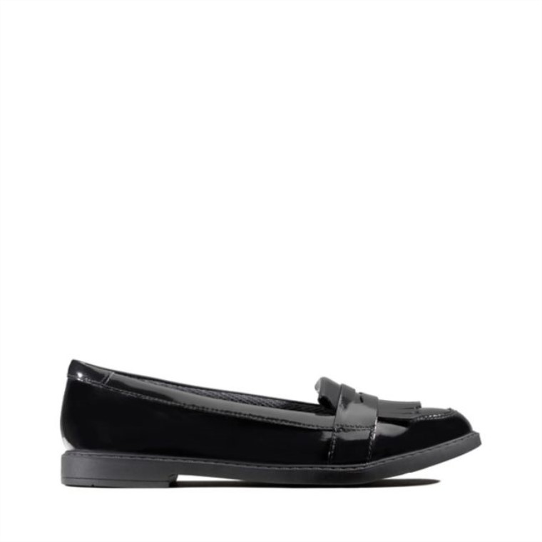 Clarks Charol Negro Scala Niño Brillante Charol Negro