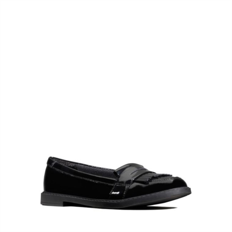 Clarks Charol Negro Scala Niño Brillante Charol Negro