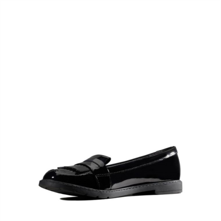 Clarks Charol Negro Scala Niño Brillante Charol Negro