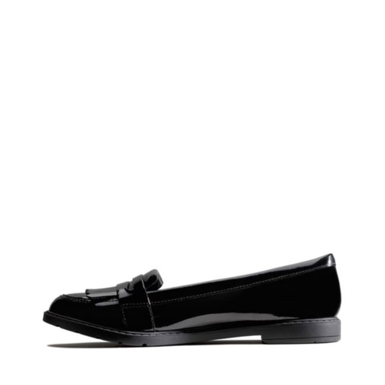 Clarks Charol Negro Scala Niño Brillante Charol Negro