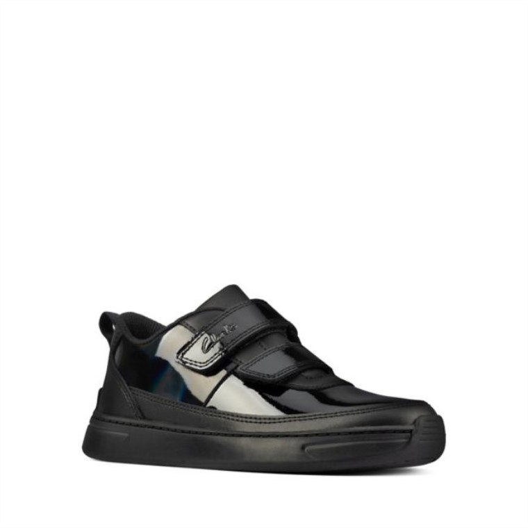 Charol Negro Clarks Vibrante G Bajo Niño Charol Negro