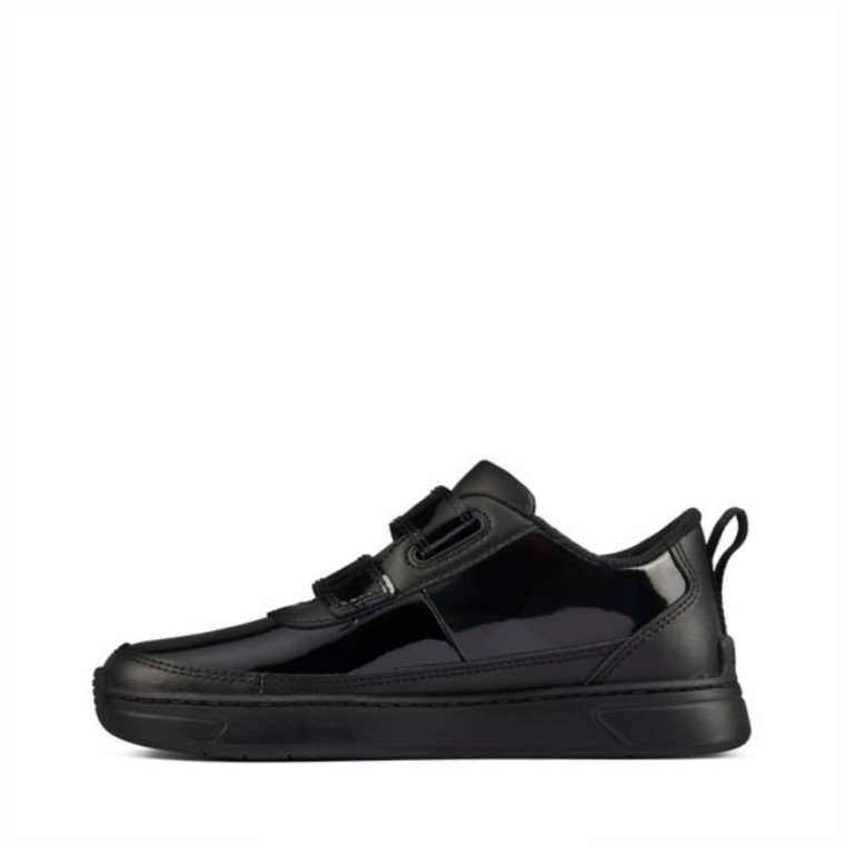 Charol Negro Clarks Vibrante G Bajo Niño Charol Negro