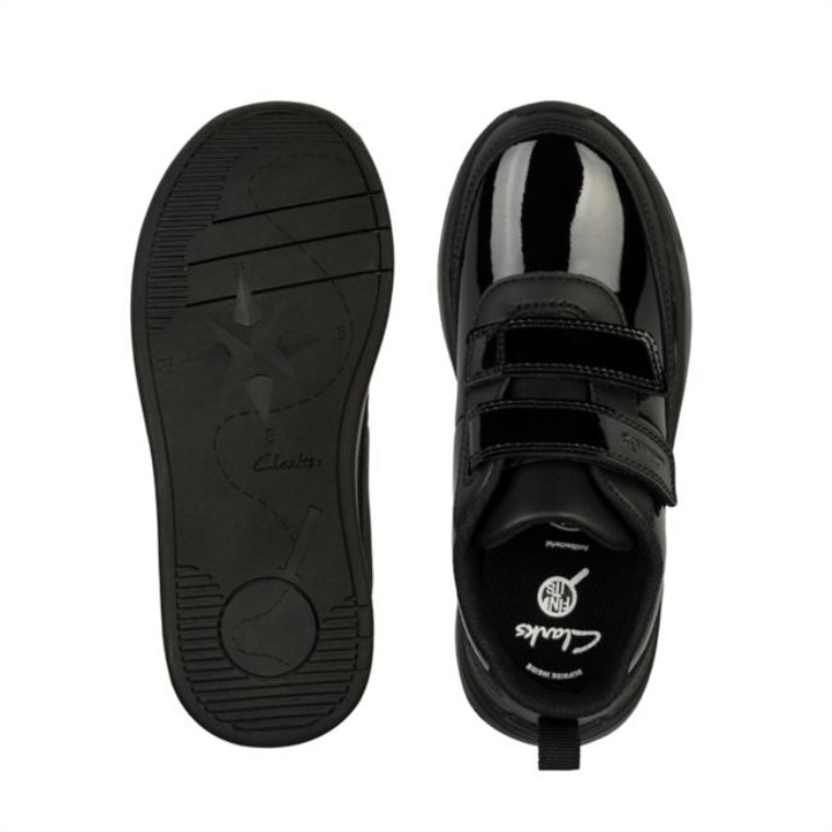 Charol Negro Clarks Vibrante G Bajo Niño Charol Negro