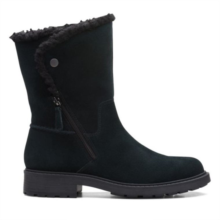 Clarks Ante Negro Con Cremallera Opal Ante Negro