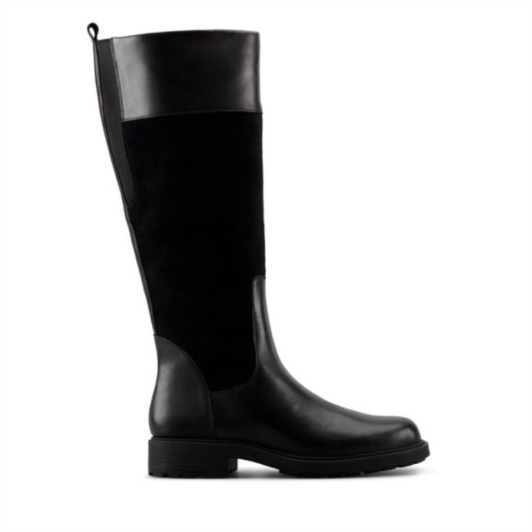 Clarks Cuero Negro Con Forro Cálido Orinoco 2 Hi Negro Cuero Con Forro Cálido