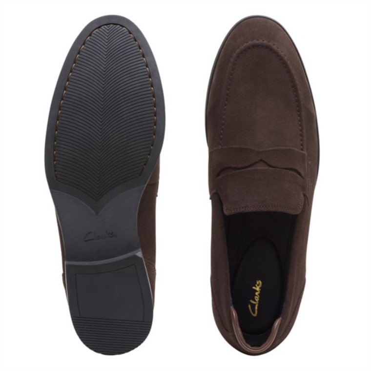 Clarks Bradish Marrón Oscuro Gamuza Marrón Oscuro Gamuza