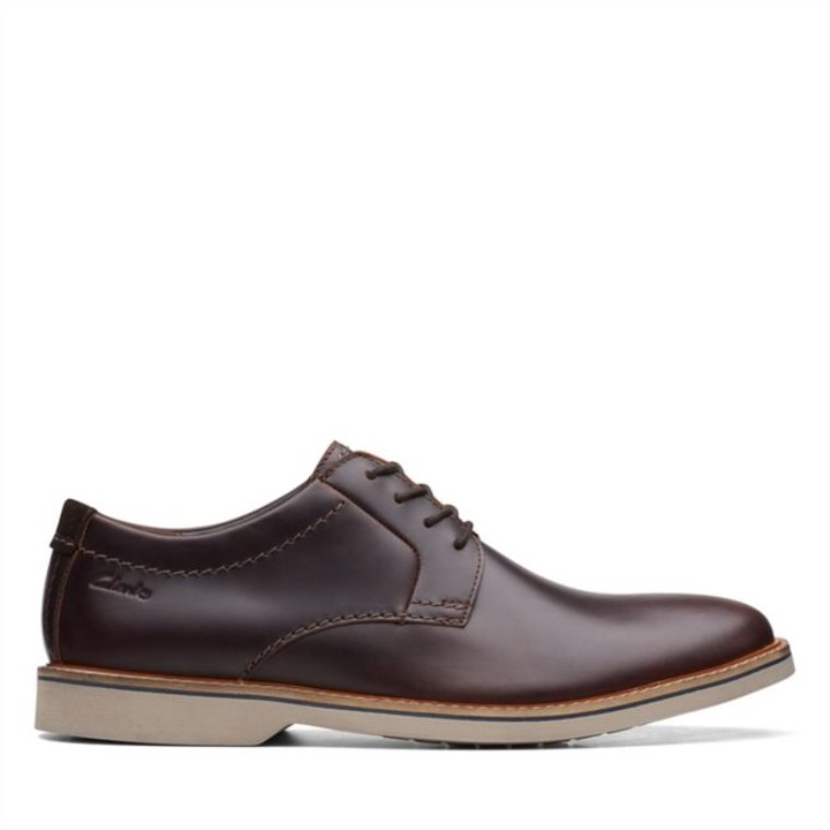 Clarks Cuero Marrón Británico Atticus Lt Encaje Cuero Marrón Británico