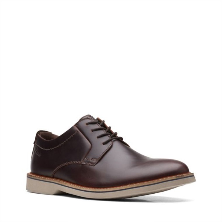 Clarks Cuero Marrón Británico Atticus Lt Encaje Cuero Marrón Británico