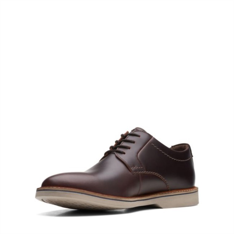 Clarks Cuero Marrón Británico Atticus Lt Encaje Cuero Marrón Británico