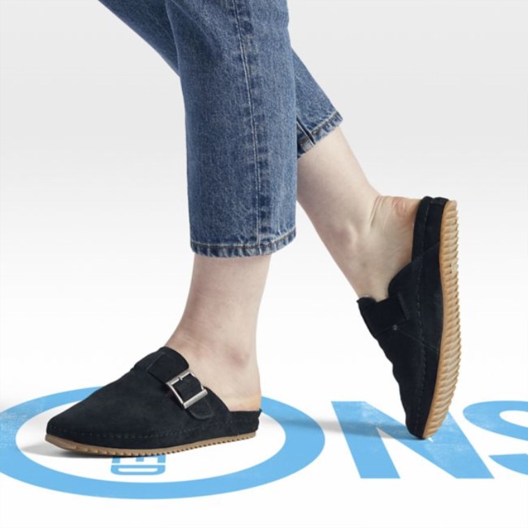 Mules Clarks Brookleigh Ante Negro Con Forro Cálido Ante Negro Con Forro Cálido