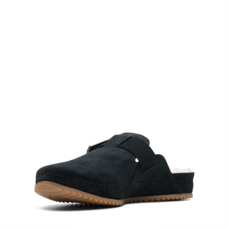 Mules Clarks Brookleigh Ante Negro Con Forro Cálido Ante Negro Con Forro Cálido