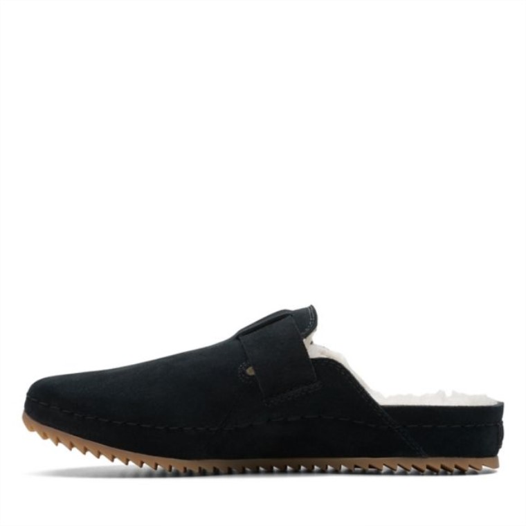 Mules Clarks Brookleigh Ante Negro Con Forro Cálido Ante Negro Con Forro Cálido