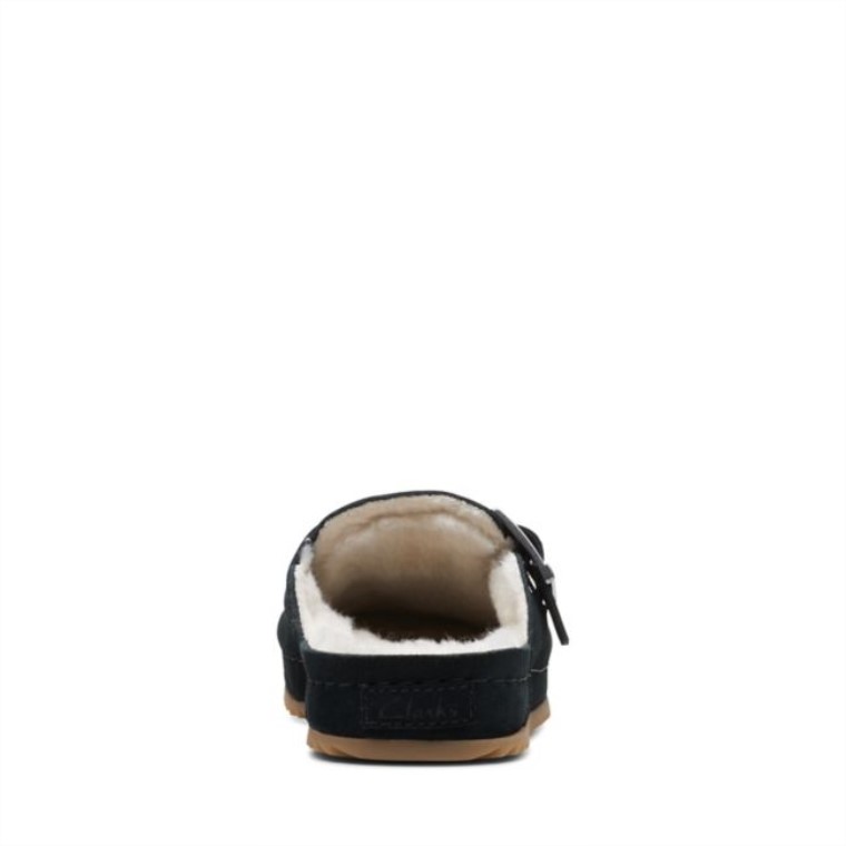 Mules Clarks Brookleigh Ante Negro Con Forro Cálido Ante Negro Con Forro Cálido