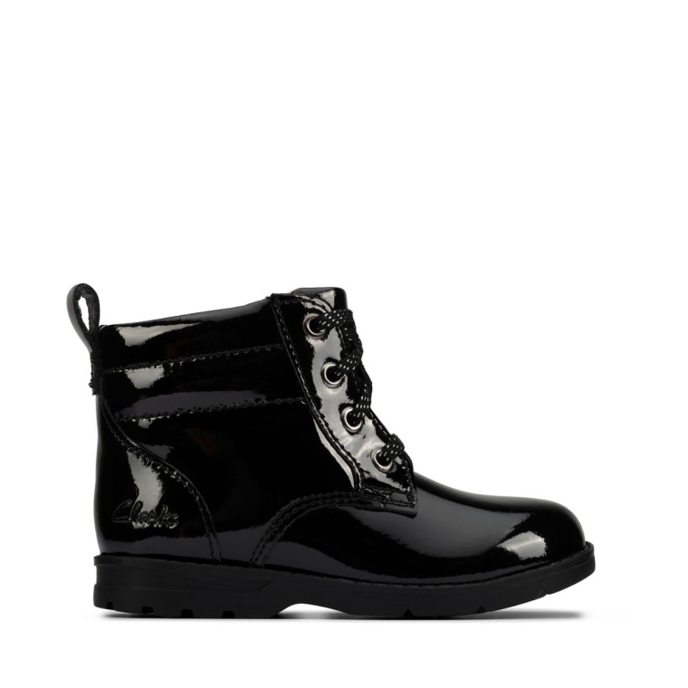 Clarks Dabi Encaje Niño Charol Negro Charol Negro