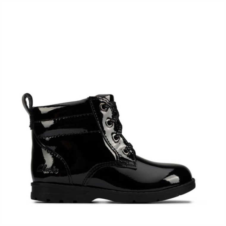 Clarks Dabi Encaje Niño Charol Negro Charol Negro