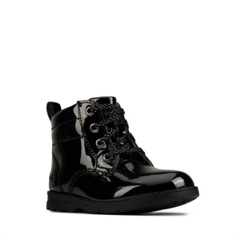 Clarks Dabi Encaje Niño Charol Negro Charol Negro