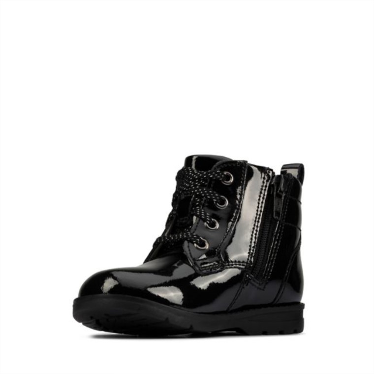 Clarks Dabi Encaje Niño Charol Negro Charol Negro