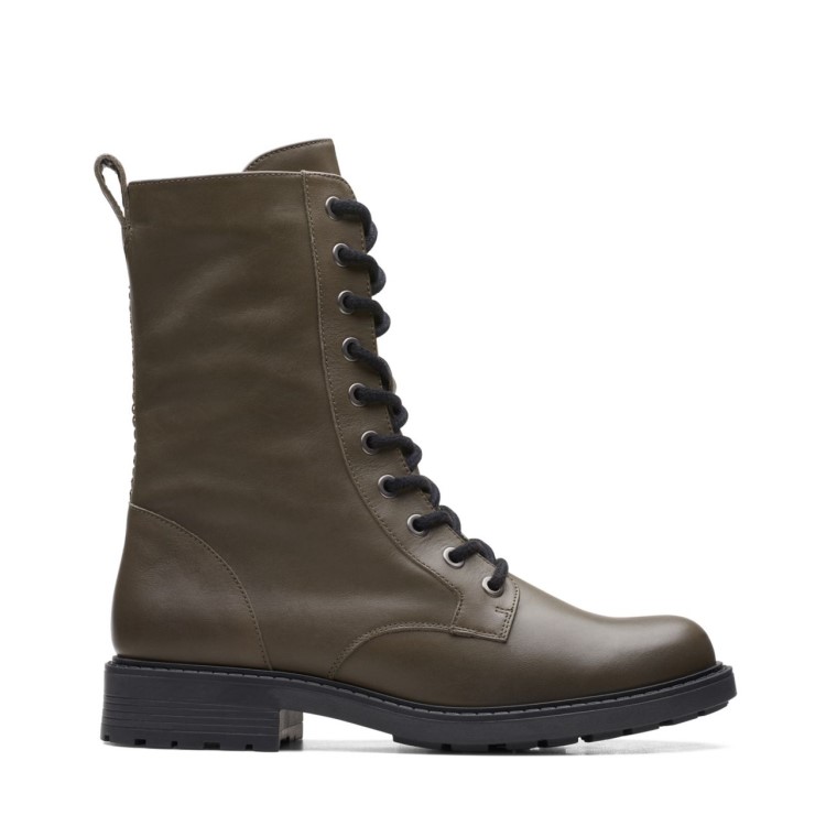 Clarks Cuero Oliva Oscuro Estilo Orinoco 2 Cuero Oliva Oscuro