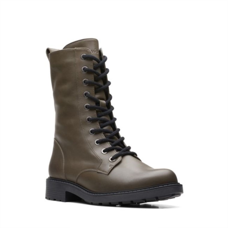 Clarks Cuero Oliva Oscuro Estilo Orinoco 2 Cuero Oliva Oscuro