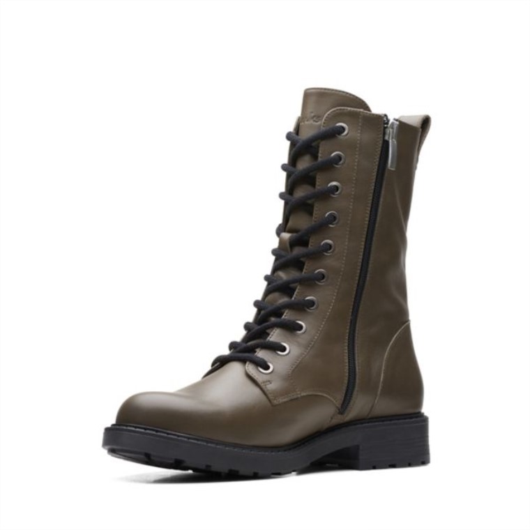 Clarks Cuero Oliva Oscuro Estilo Orinoco 2 Cuero Oliva Oscuro