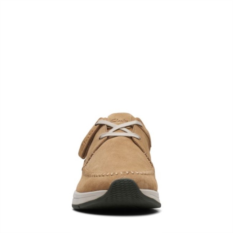 Clarks Gamuza Arena Oscura Tejido Ligero Costa Gamuza Arena Oscura