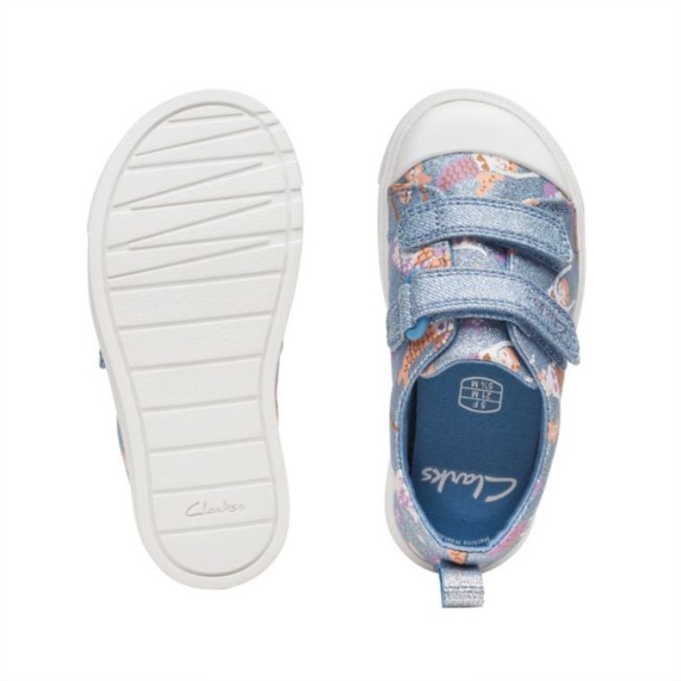 Clarks Denim Ciudad Niño Brillante Denim