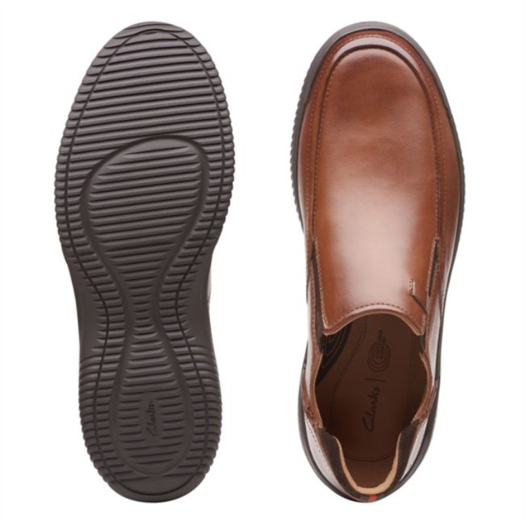 Clarks Donaway Step Cuero Marrón Oscuro Cuero Marrón Oscuro
