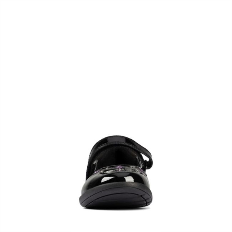 Clarks Etch Niño Brillante Charol Negro Charol Negro