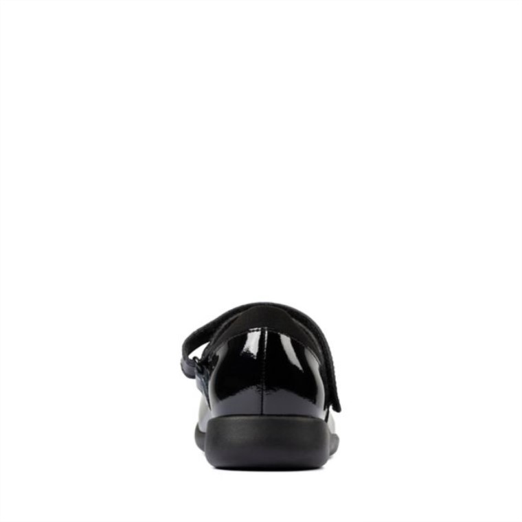 Clarks Etch Niño Brillante Charol Negro Charol Negro
