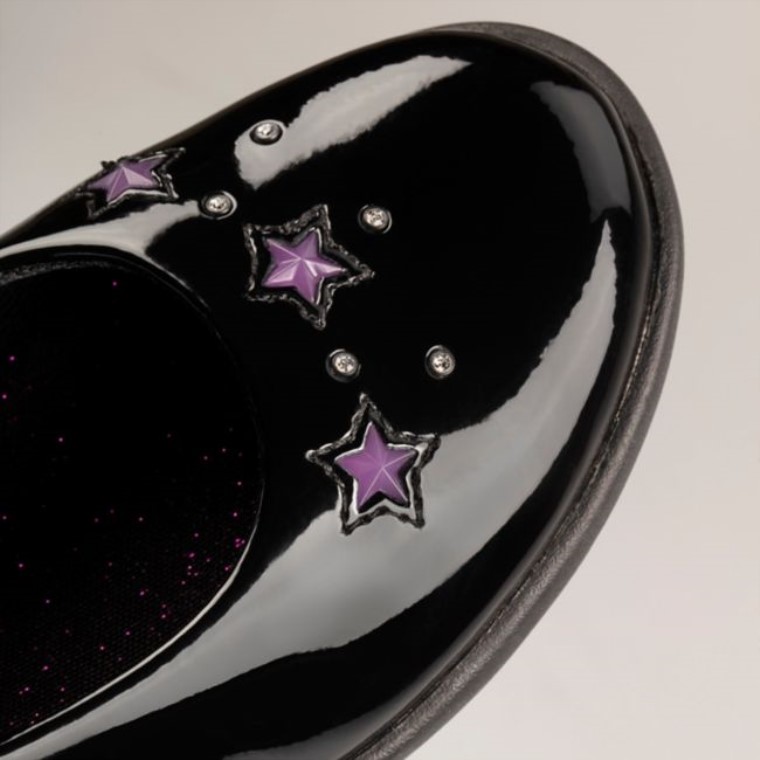 Clarks Etch Niño Brillante Charol Negro Charol Negro