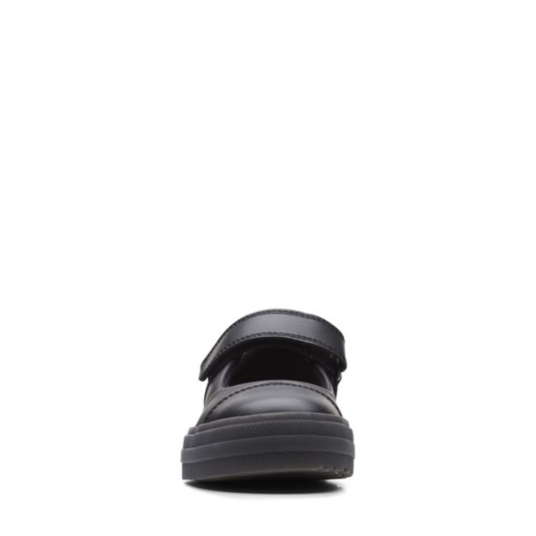 Clarks Flare Brillo Niño Cuero Negro Cuero Negro
