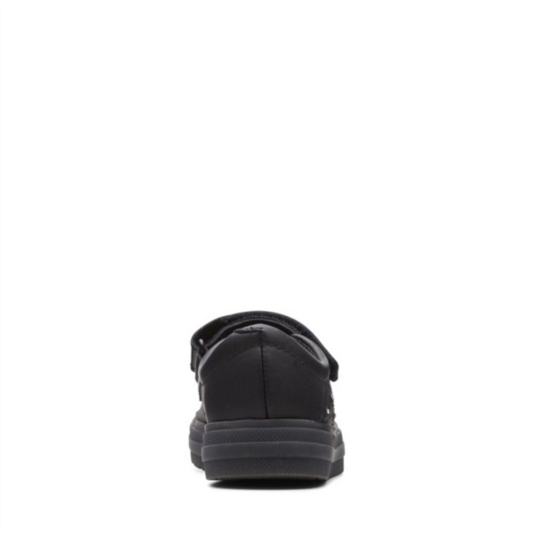 Clarks Flare Brillo Niño Cuero Negro Cuero Negro