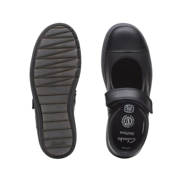 Clarks Flare Brillo Niño Cuero Negro Cuero Negro