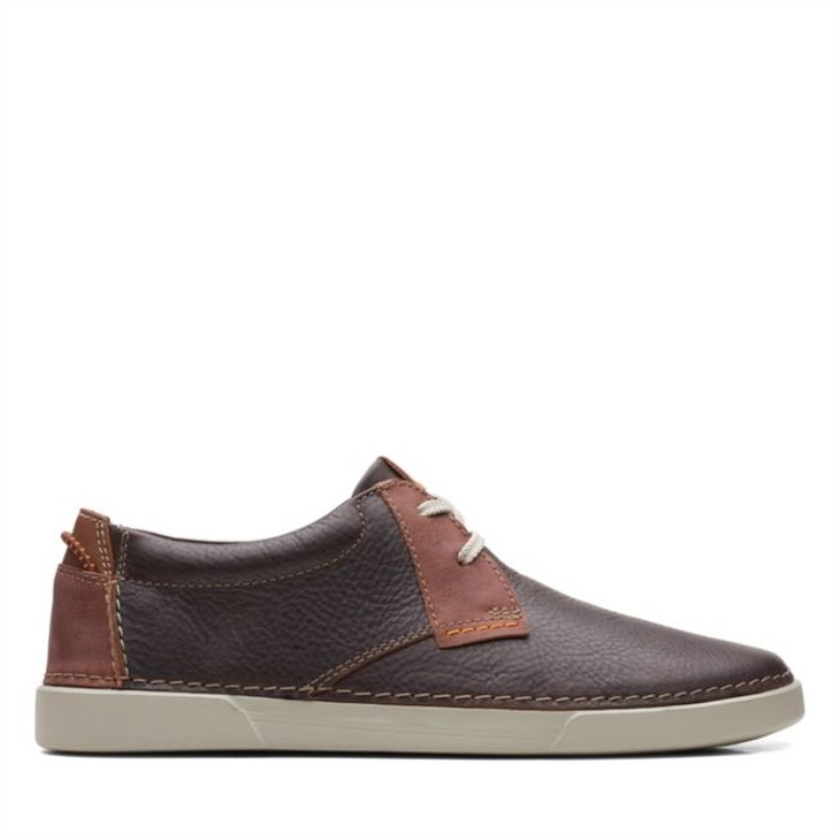 Clarks Gereld Bajo Cuero Marrón Oscuro Cuero Marrón Oscuro