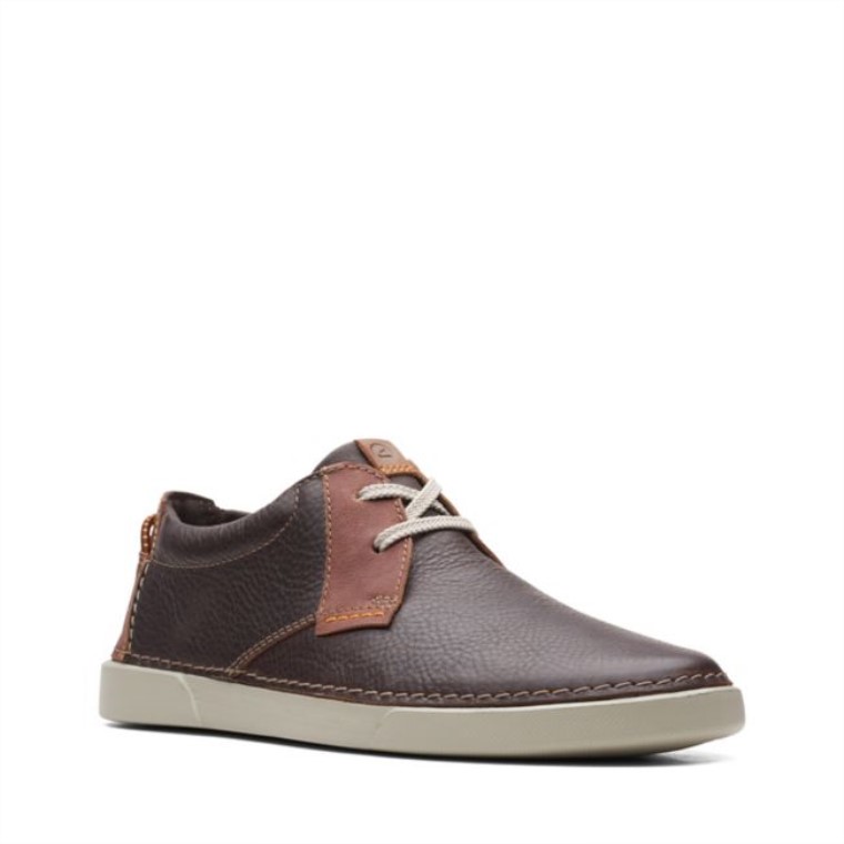 Clarks Gereld Bajo Cuero Marrón Oscuro Cuero Marrón Oscuro