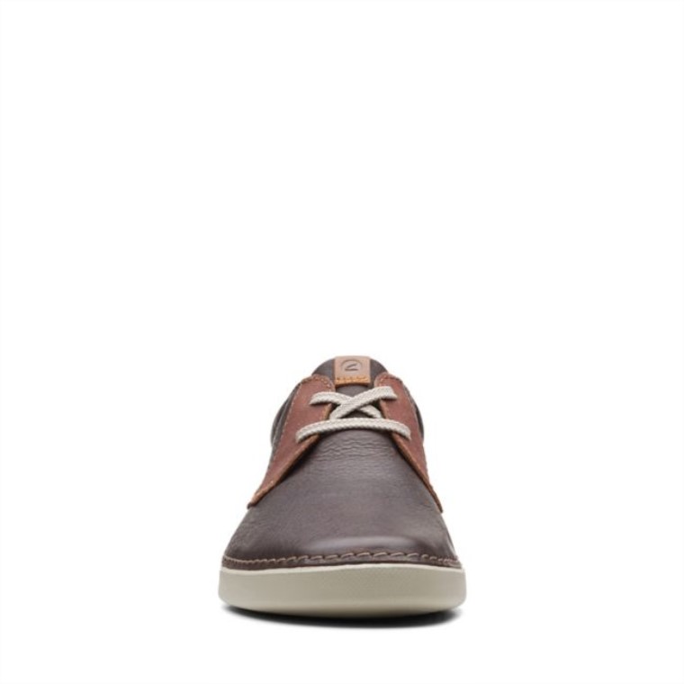 Clarks Gereld Bajo Cuero Marrón Oscuro Cuero Marrón Oscuro