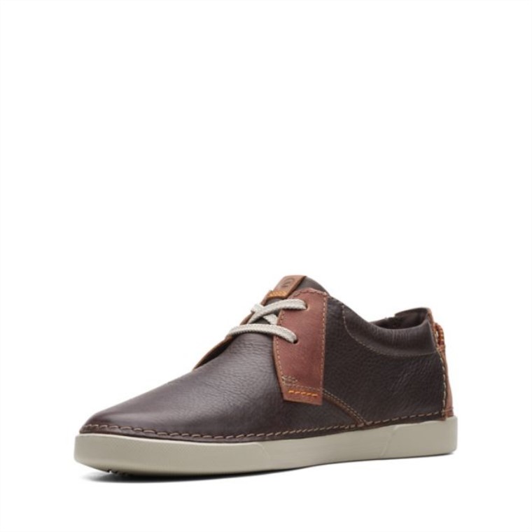 Clarks Gereld Bajo Cuero Marrón Oscuro Cuero Marrón Oscuro