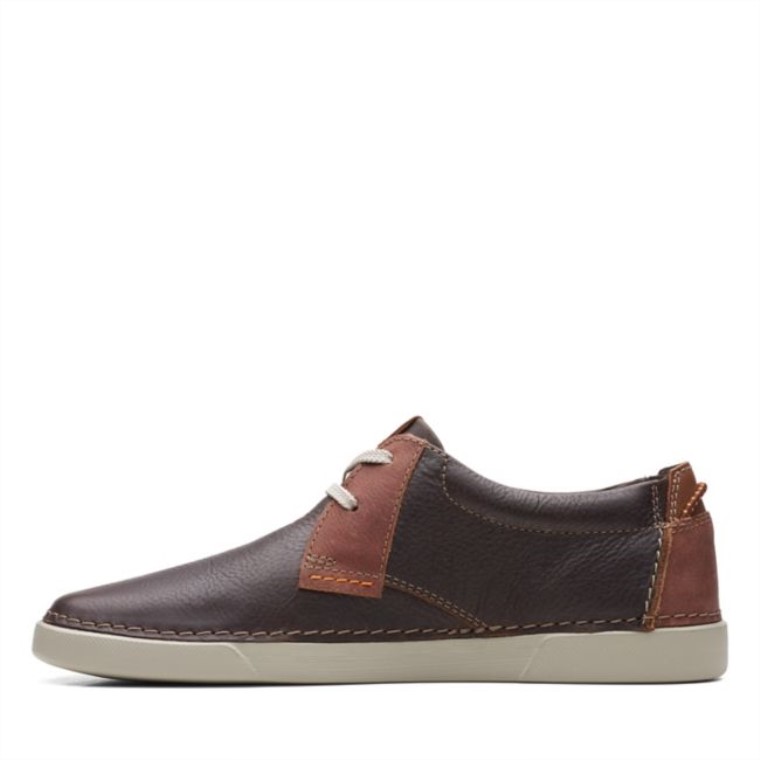 Clarks Gereld Bajo Cuero Marrón Oscuro Cuero Marrón Oscuro