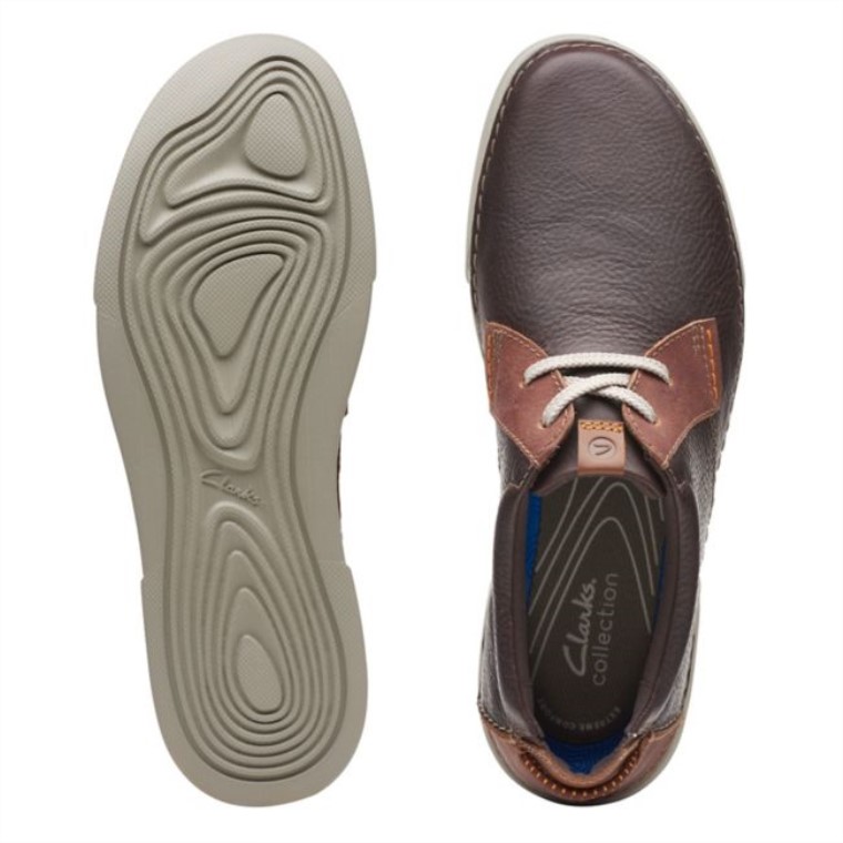 Clarks Gereld Bajo Cuero Marrón Oscuro Cuero Marrón Oscuro