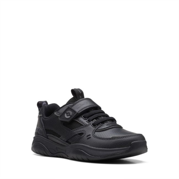 Clarks Grip Trade Niño Cuero Negro Cuero Negro