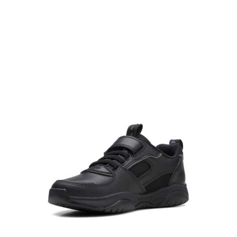 Clarks Grip Trade Niño Cuero Negro Cuero Negro