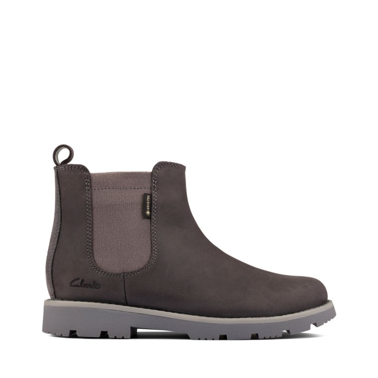Clarks Heath Sea Gore-tex Niño Cuero Gris Oscuro Cuero Gris Oscuro