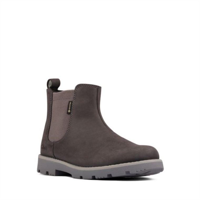 Clarks Heath Sea Gore-tex Niño Cuero Gris Oscuro Cuero Gris Oscuro