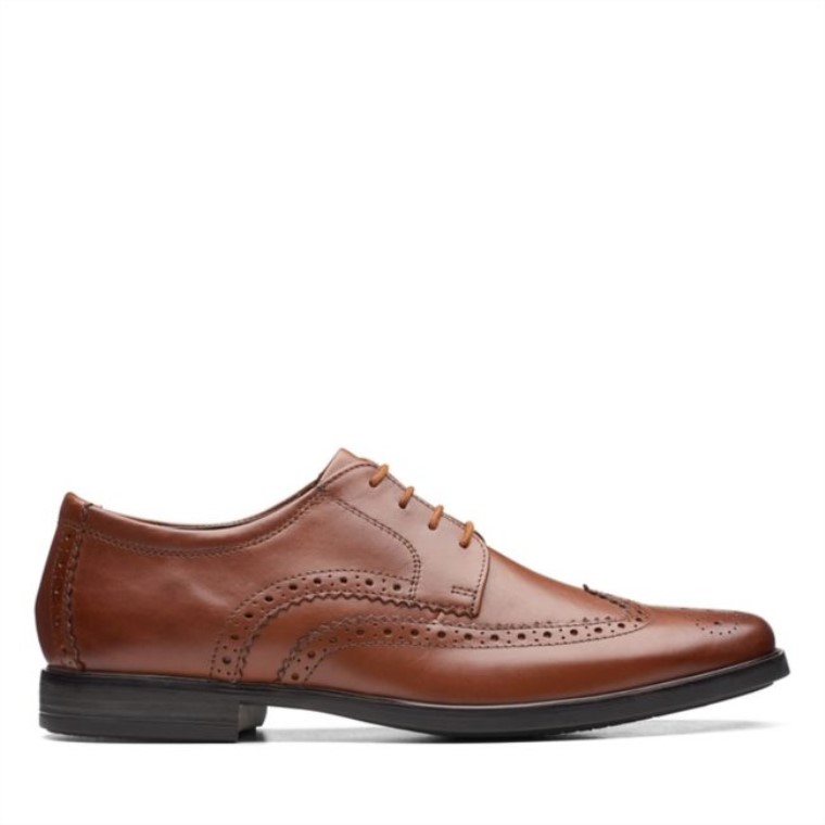 Ala Clarks Howard Cuero Marrón Oscuro Cuero Marrón Oscuro