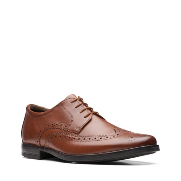 Ala Clarks Howard Cuero Marrón Oscuro Cuero Marrón Oscuro