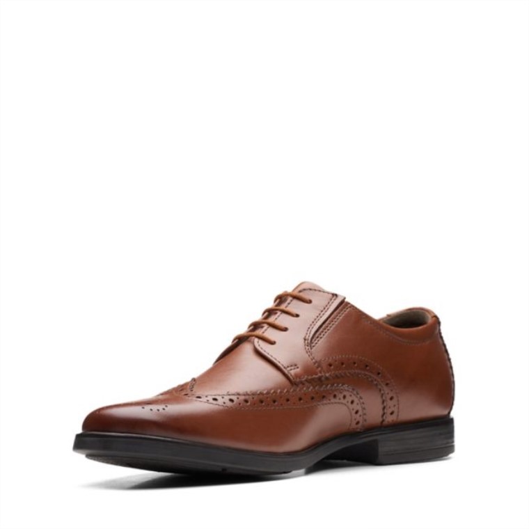 Ala Clarks Howard Cuero Marrón Oscuro Cuero Marrón Oscuro