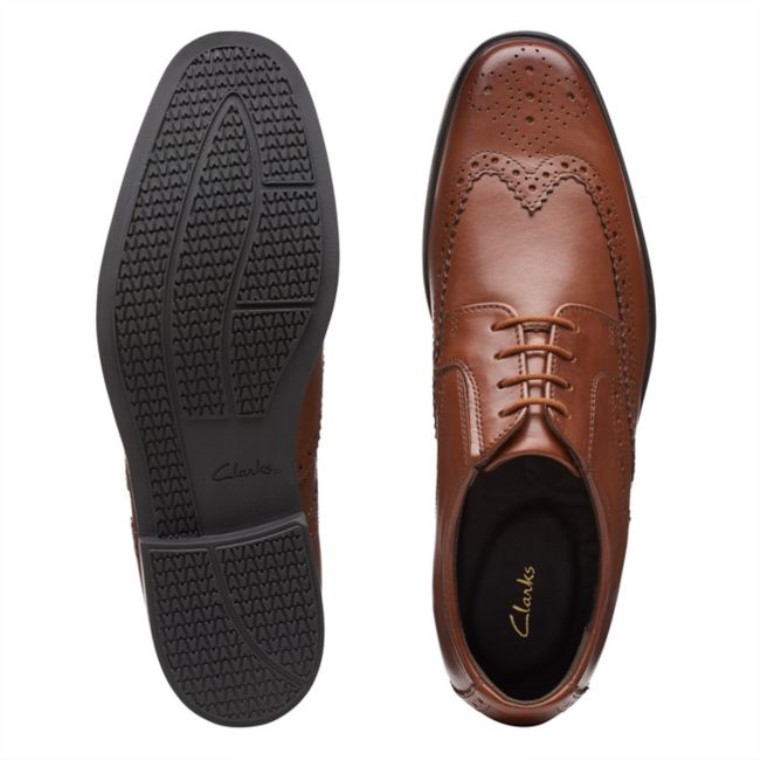 Ala Clarks Howard Cuero Marrón Oscuro Cuero Marrón Oscuro