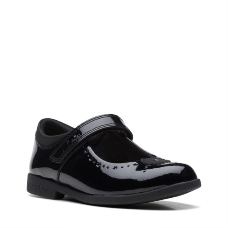 Clarks Magic Step Bar Antiguo Charol Negro Charol Negro