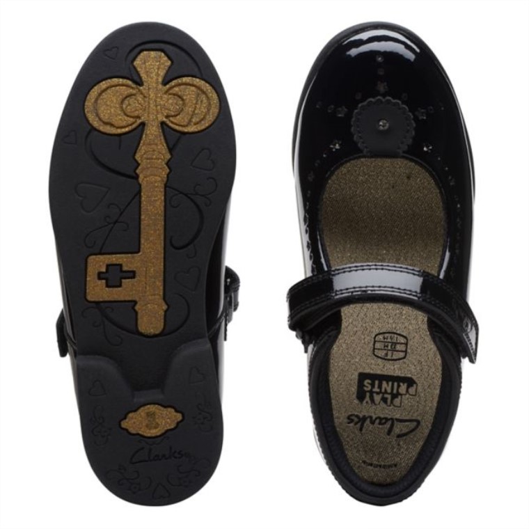 Clarks Magic Step Bar Antiguo Charol Negro Charol Negro